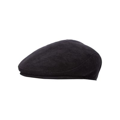 Black corduroy flat cap